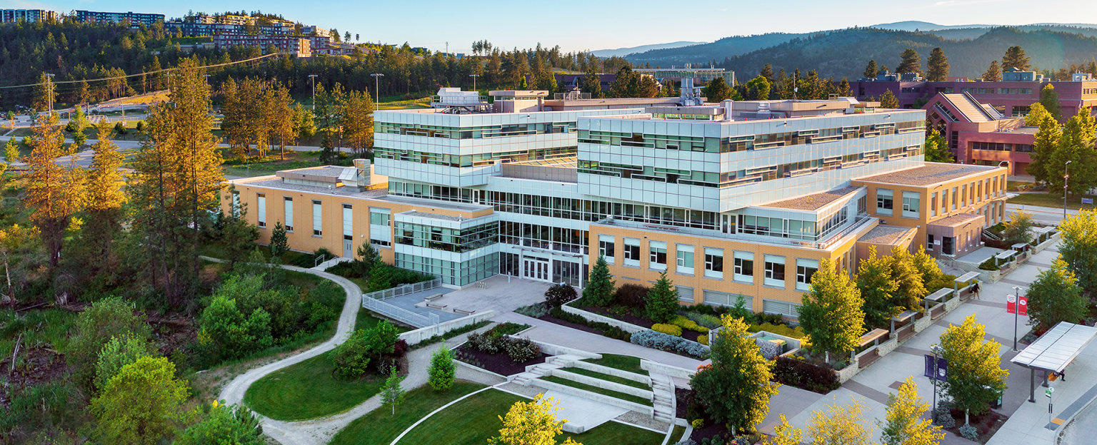 Aerial of the EME building at UBC Okanagan Campus.
