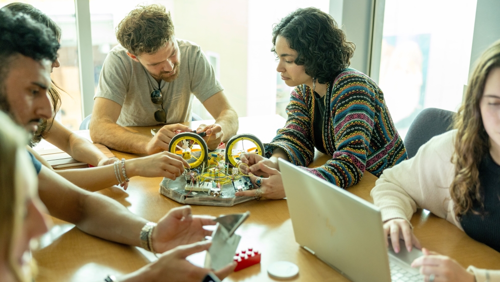 engineering students in a learning space at UBC Okanagan campus