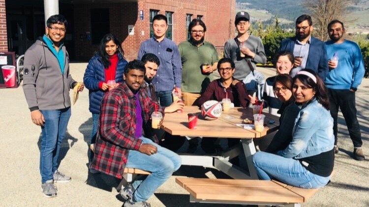 Sarin Pokhrel and friends on campus