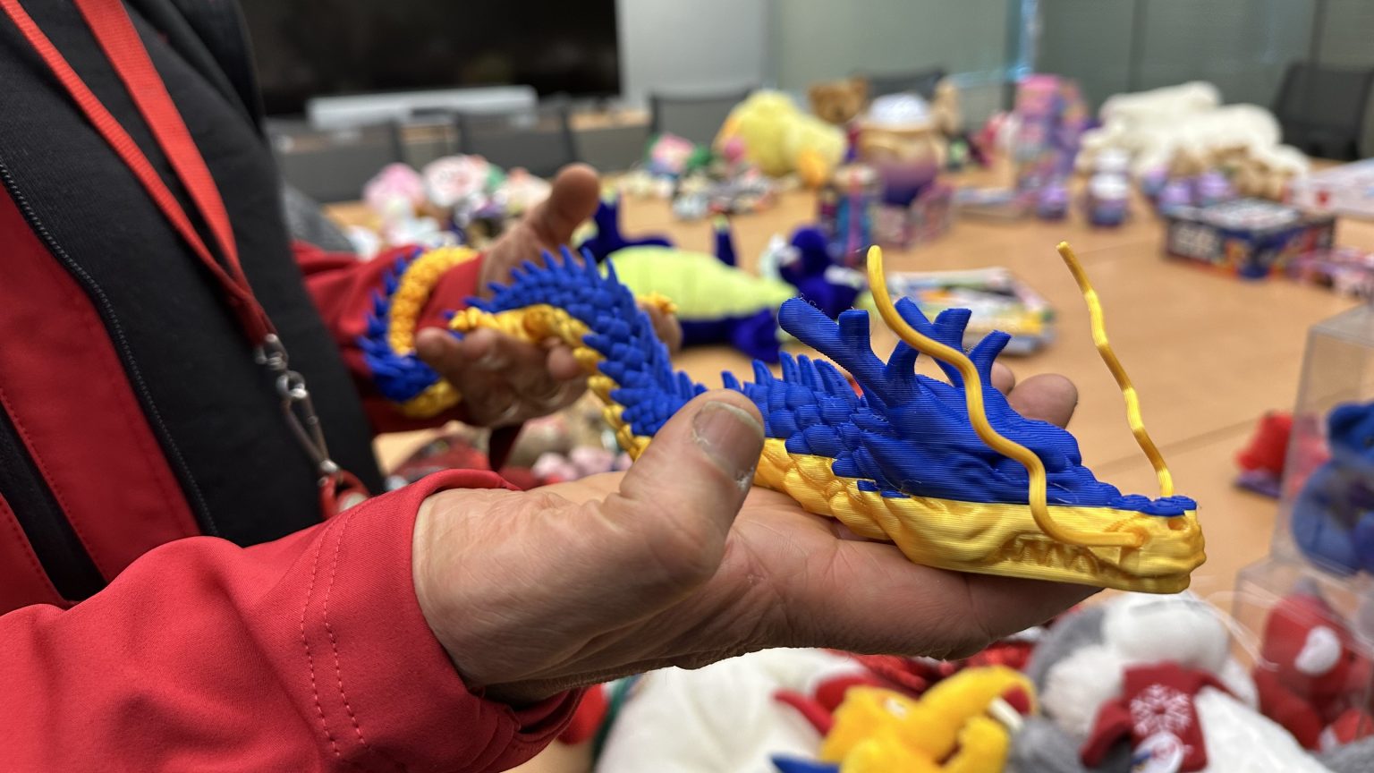 3D printed dragon toy made by UBCO engineering students.